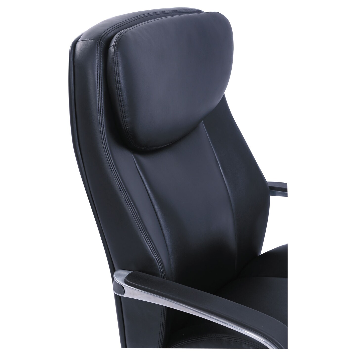 La-Z-Boy Commercial 2000 Big and Tall Executive Chair with Dynamic Lumbar Support, Up to 400 lbs., Black Seat/Back, Silver Base