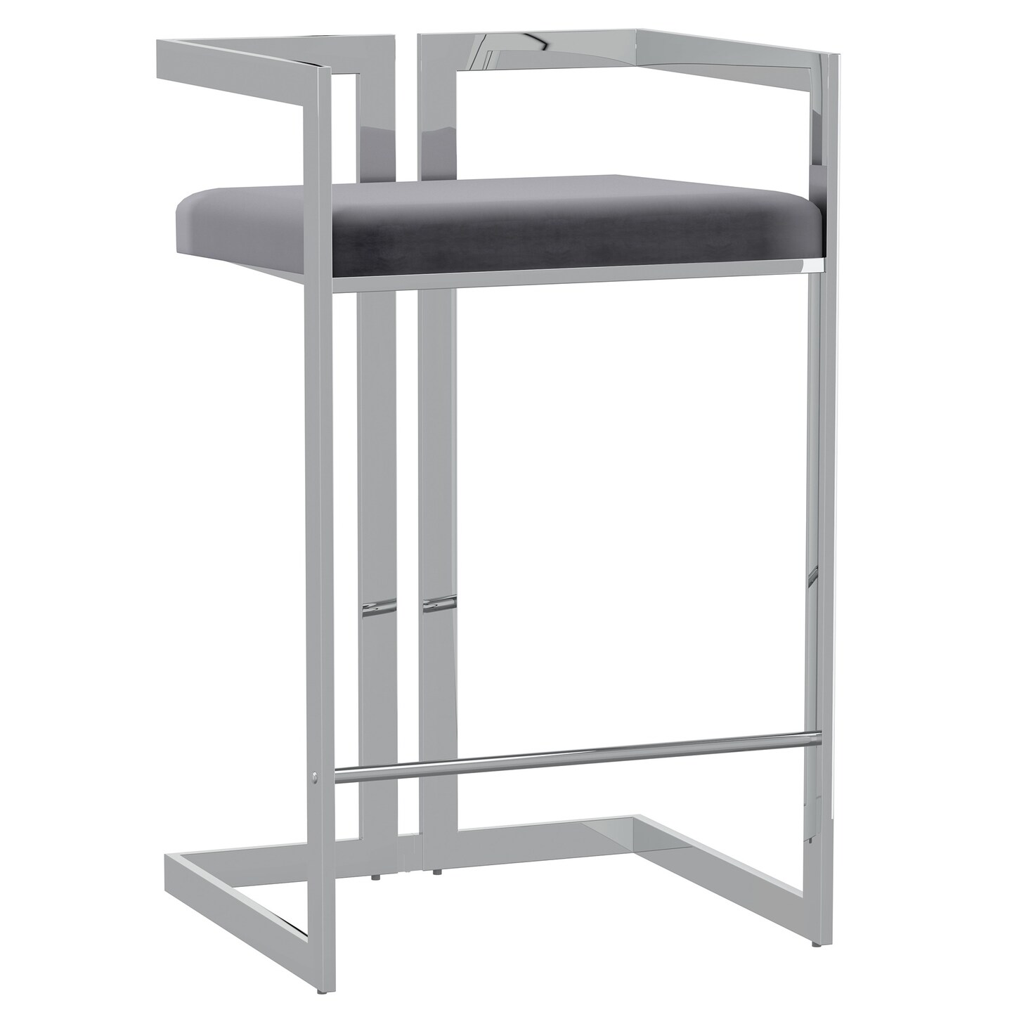 Contemporary Home Living Cushioned Seat Counter Stool - 31&#x22; - Gray and Silver