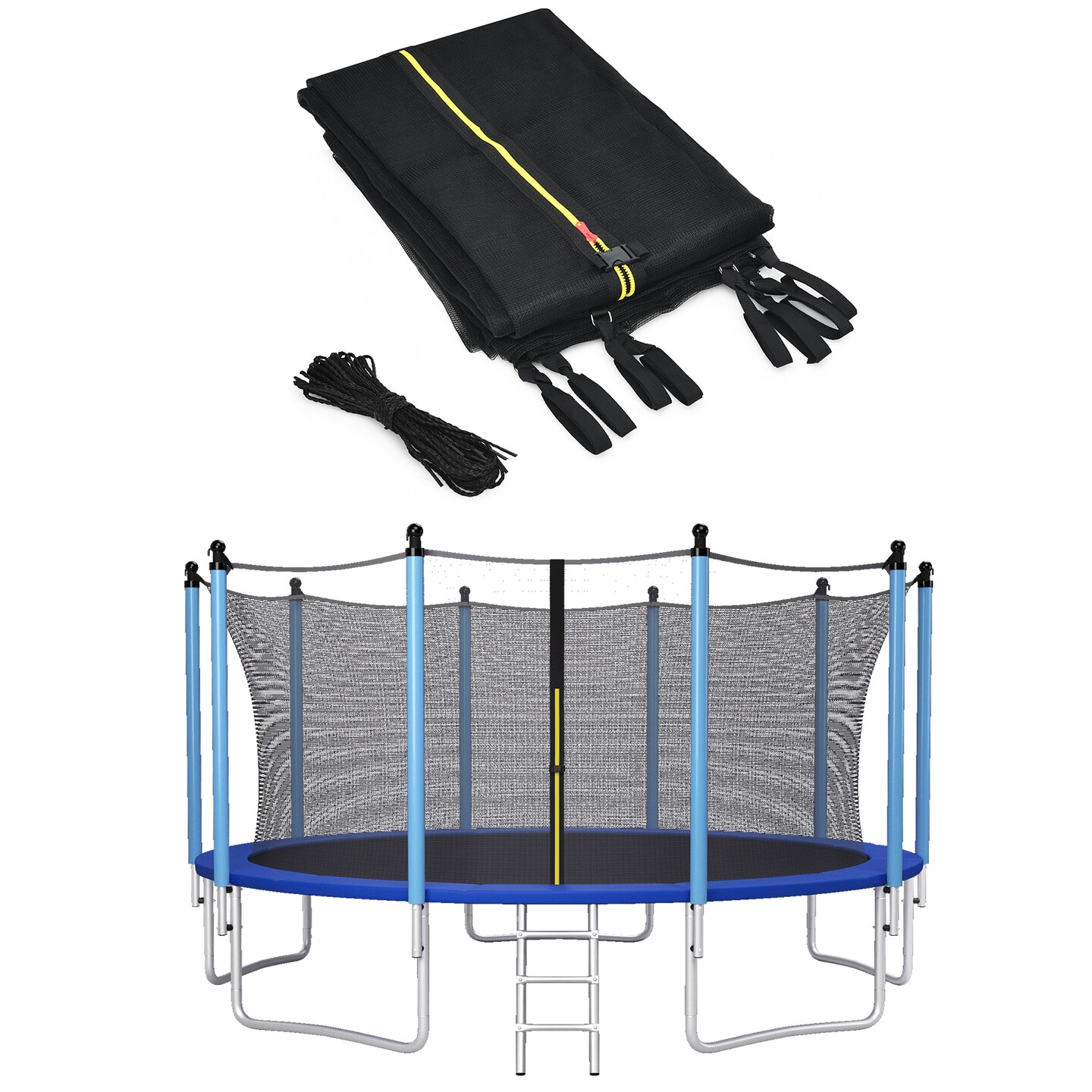 Costway 15FT Trampoline Replacement Safety Enclosure Net Weather-Resistant