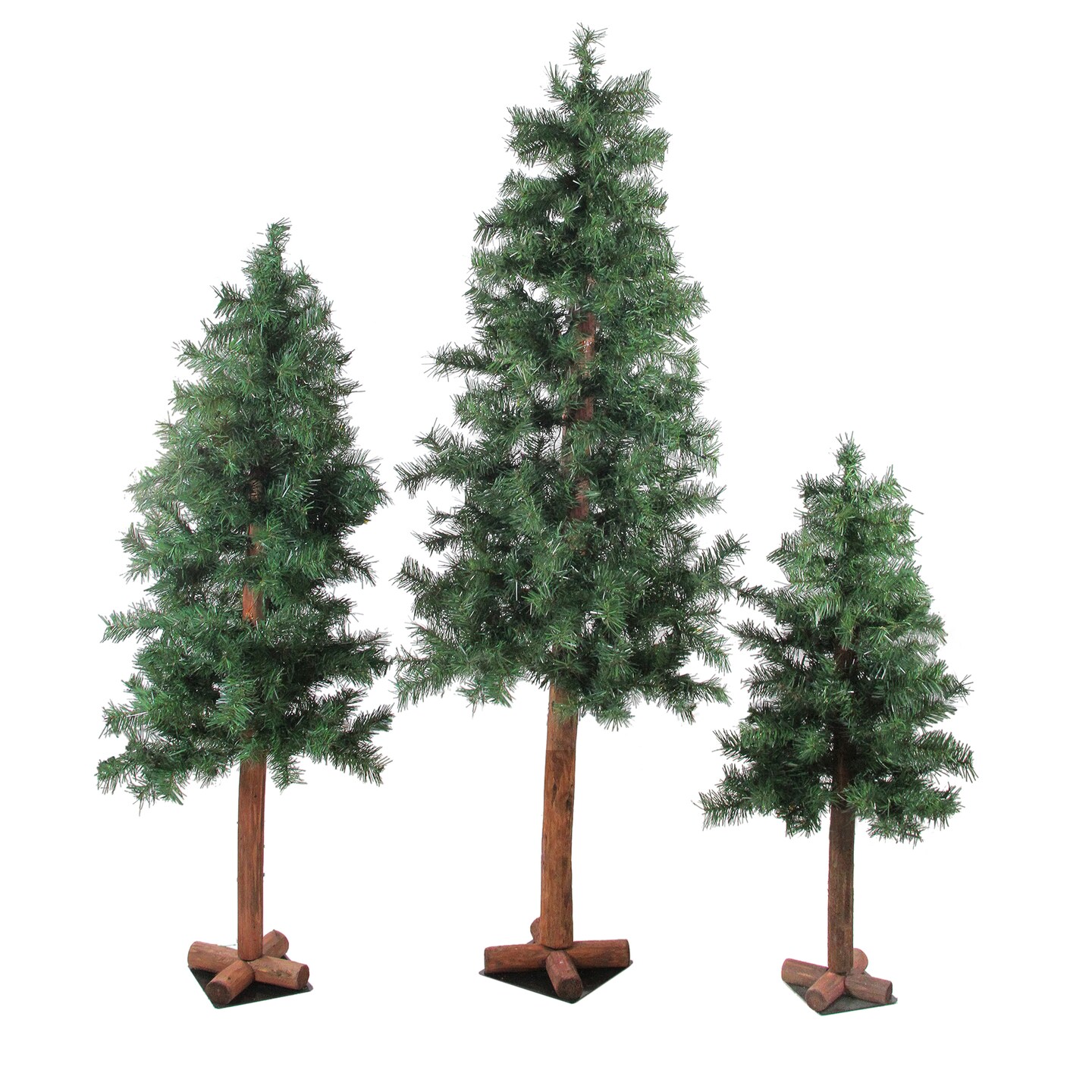 Northlight Set of 3 Slim Woodland Alpine Artificial Christmas Trees 5