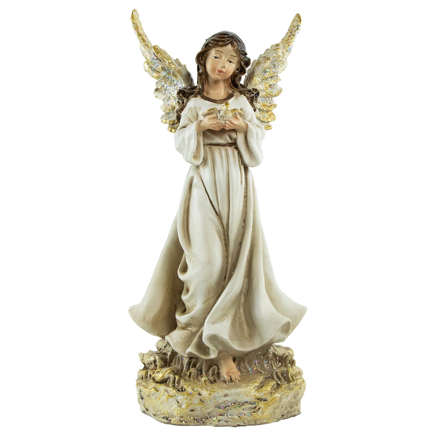 Northlight 11&#x22; White Serene Angel with Dove Figure
