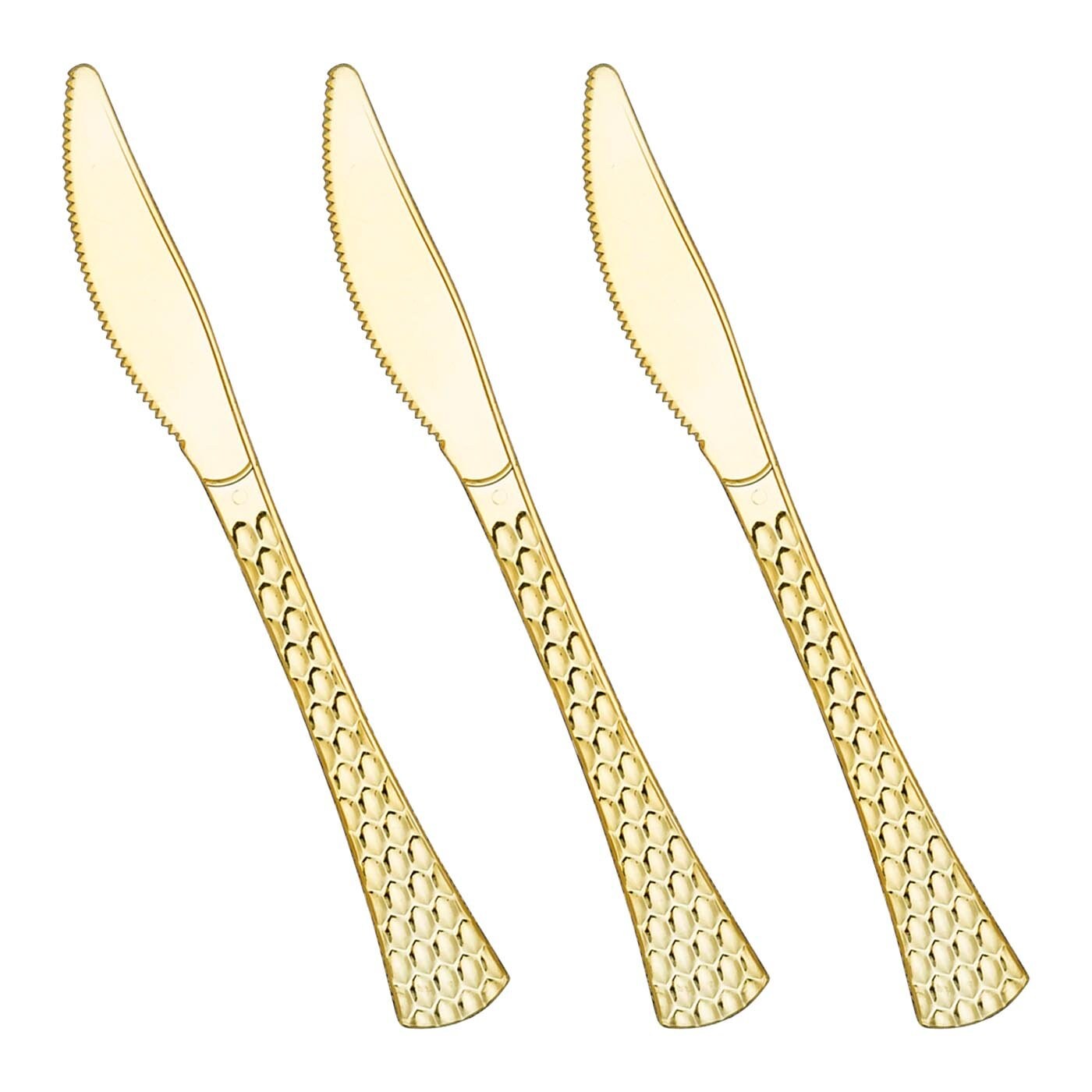 Shiny Gold Glamour Cutlery Disposable Plastic Knives (600 Knives)