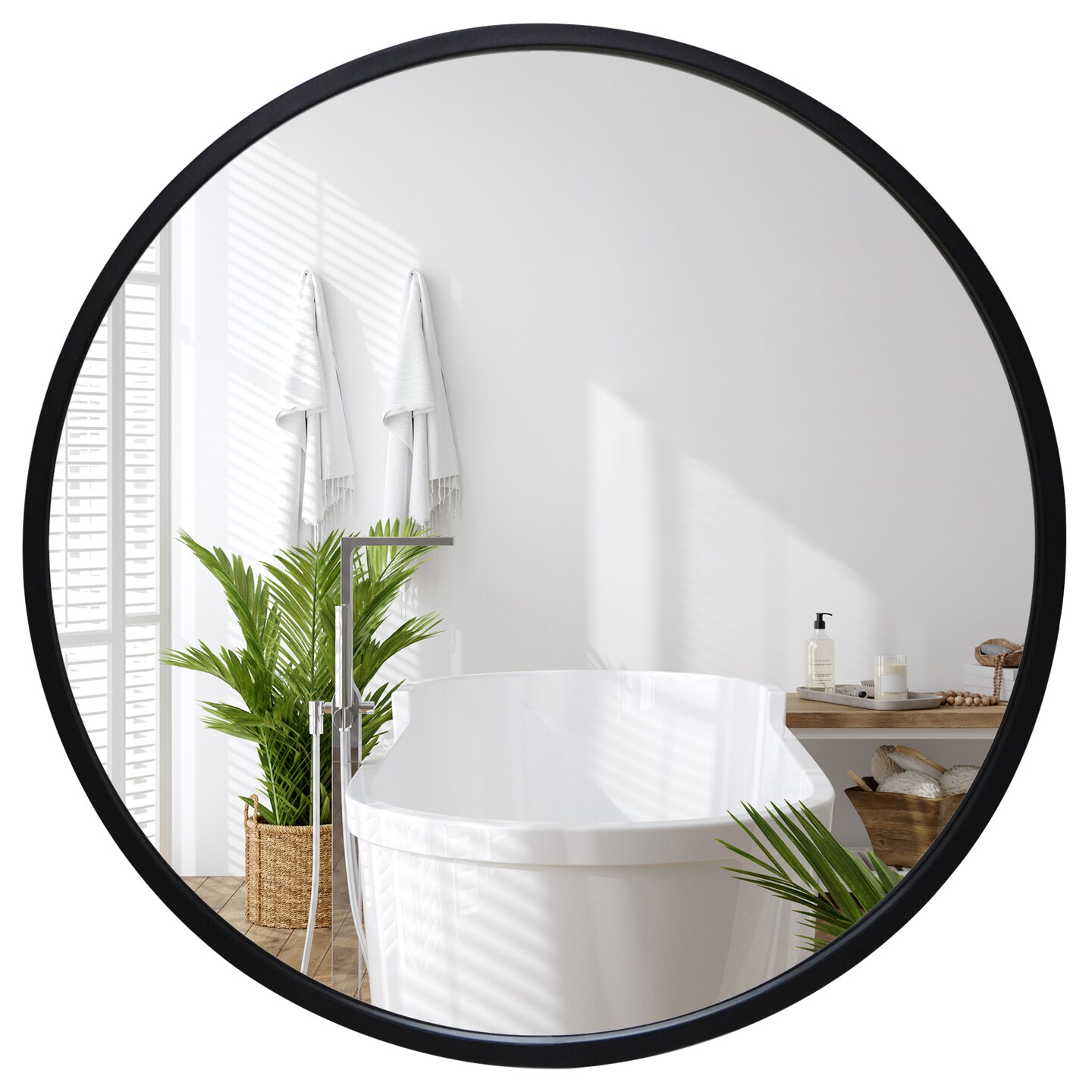 Americanflat Framed Round Mirror - Circle Mirror for Bathroom, Bedroom, Entryway, Living Room - Large Black Circle Mirror for Wall Décor