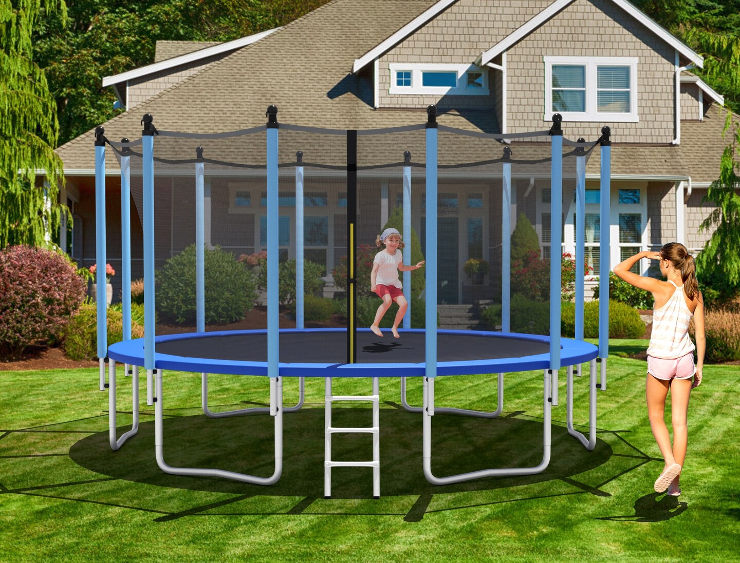 Outdoor Trampoline with Safety Closure Net