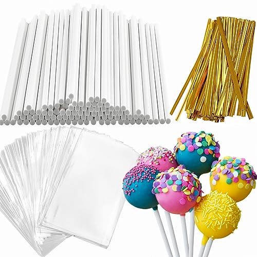 360pcs Cake Pop Sticks and Wrappers Ties Kit, Including 120ct 6