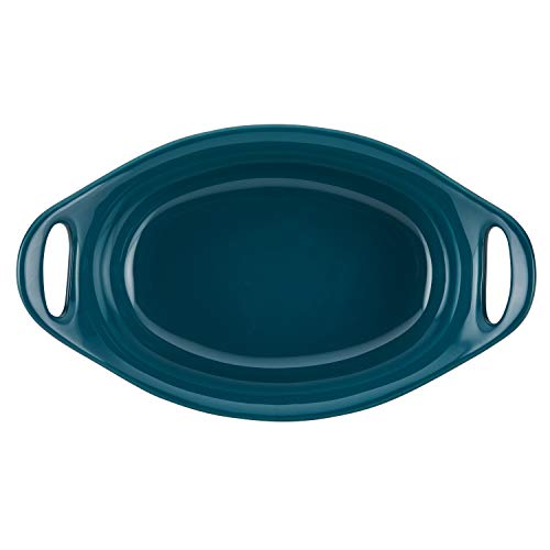 2 Piece Solid Glaze Ceramics Au Gratin Bakeware / Baker Set, Oval , Teal