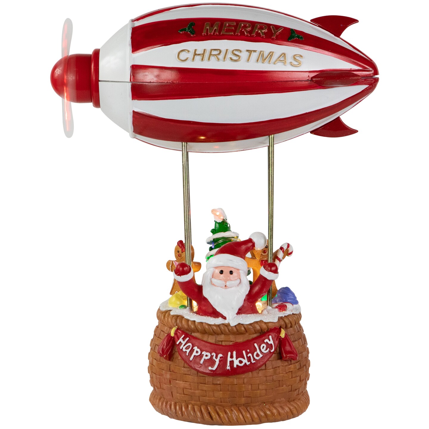 Northlight 8.5&#x22; Red and White Musical and Animated Blimp Christmas Figure