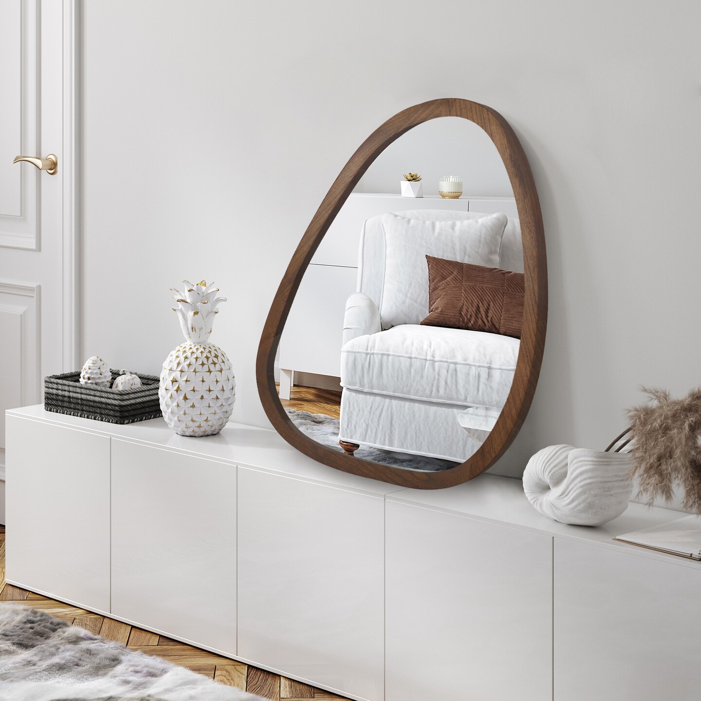 Americanflat Mirror in Natural Sycamore - Irregular Wall Mirror for Bathroom, Living Room, Entryway Hall, and Decorative Mirror for Bedroom