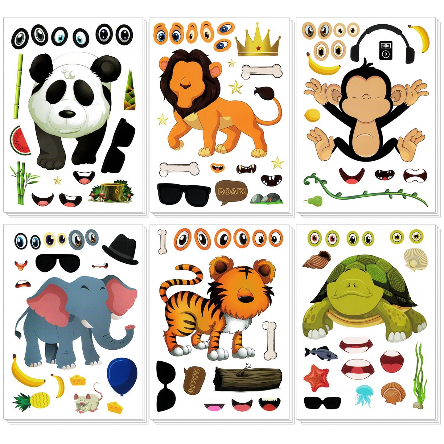 Wrapables Make Your Own Sticker Sheets, DIY Make a Face Animal, Food, Party Favor Stickers (24 Sheets)