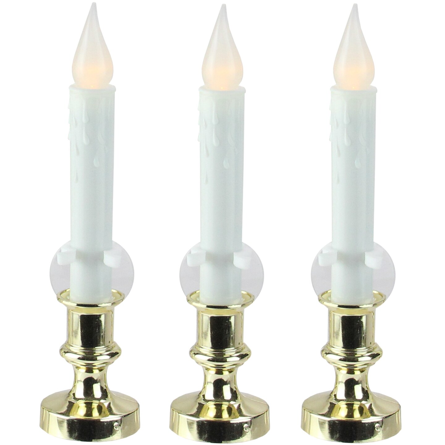 Northlight Set of 3 White LED C5 Flickering Window Christmas Candle Lamps with Timer 8.5&#x22;