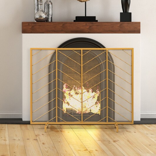 39&#x22;x31&#x22; Single Panel Fireplace Screen Spark Guard Fence