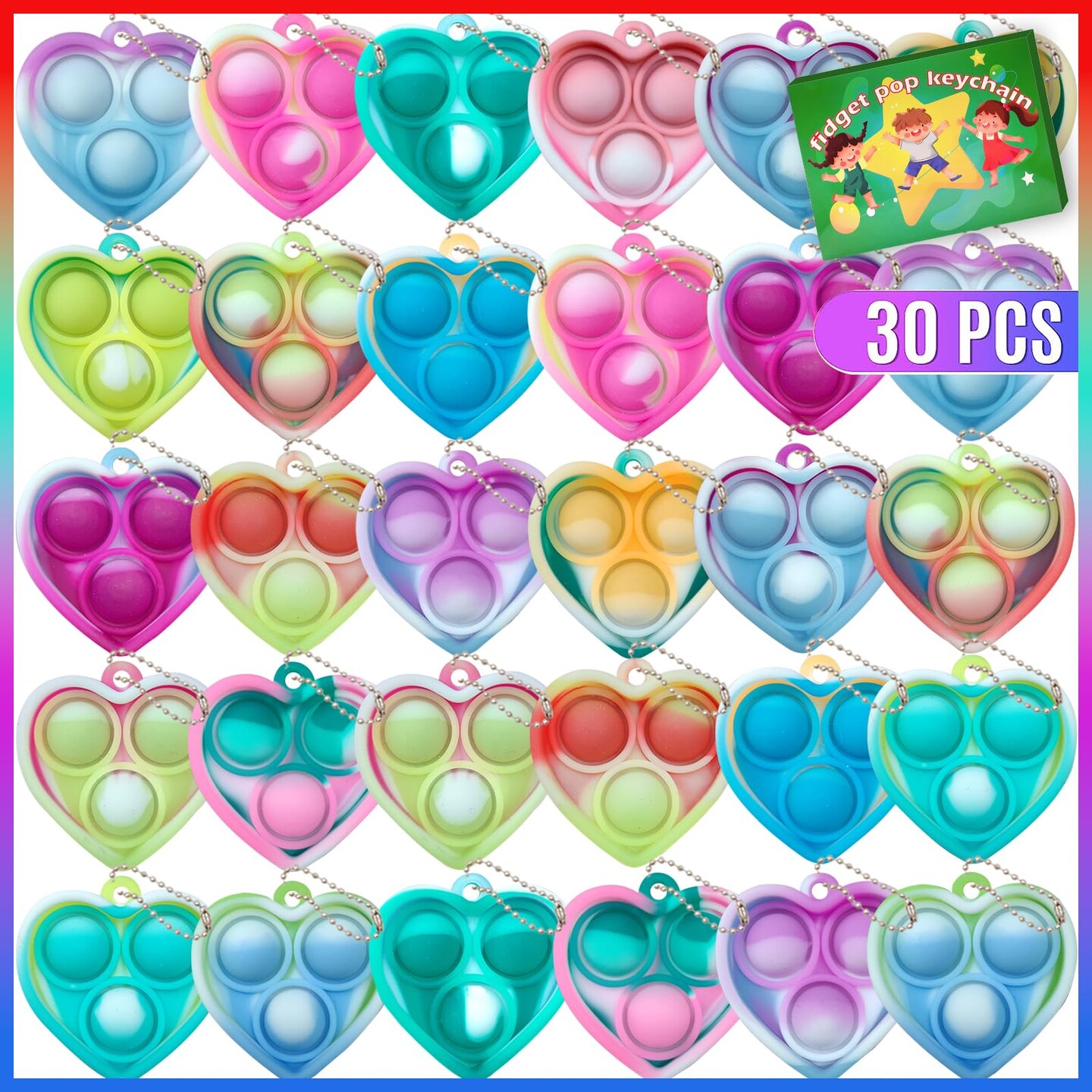 Valentines Day Gifts for Kids - 24 Pack Valentines Cards with Heart POP  Bracelets - Sensory Fidget Toys Valentine for School Classroom Gift  Exchange