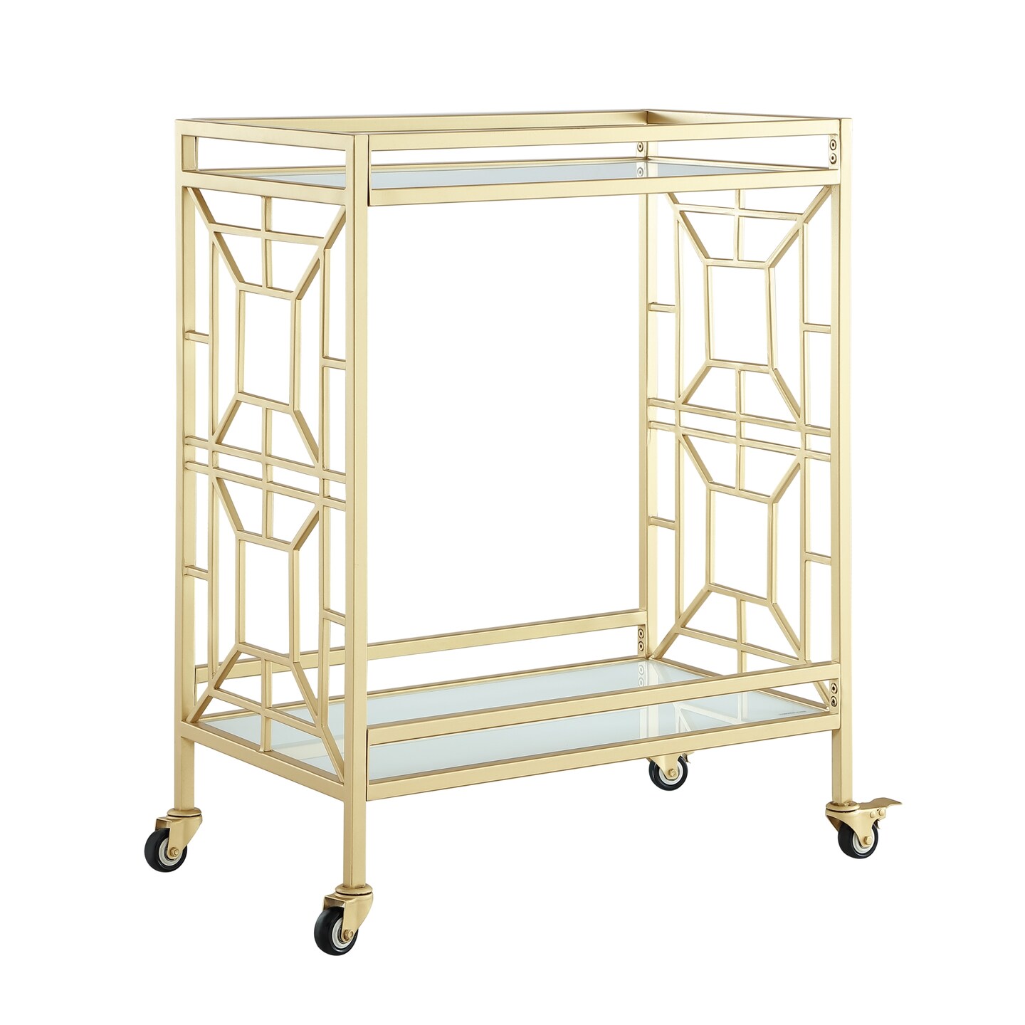 Mimi Glass Shelf Caster Leg Metal Bar/Serving Cart