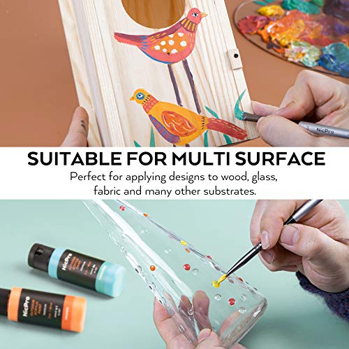 32 Colors Outdoor Acrylic Paint Bulk with Brush and Sponge, Knife, Non-Toxic Paint for Multi-surface Rock, Wood, Fabric, Leather, Crafts, Canvas, Shoes and Wall Painting