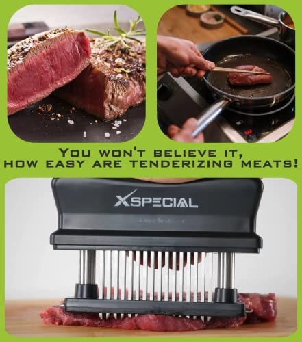 Meat Tenderizer Tool 48-Blades Stainless Steel - Ease to Use & Clean - Kitchen Gadgets Tools with Sharp Needle Makes The Toughest Steak Tender