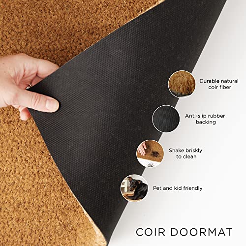 1 Pack Natural Coir Doormat Outdoor Welcome Mat, 17x29, Sunflower