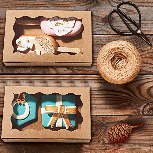 30 Pack Kraft Cookie Box with Clear Window,Small Gift Box Container for Dessert Pastry Candy Packaging,Wedding,Party,Christmas,Birthday,Baby Shower(7&#x22; x 4 3/8&#x22; x 1 1/2&#x22;)