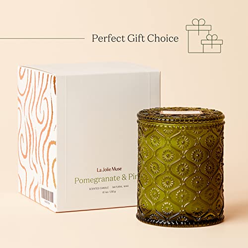 Scented Candle, Christmas Candles, Holiday Gifts, Pine Pomegranat Scented Candle, Candles for Home Scented, 50 Hours Long Burning