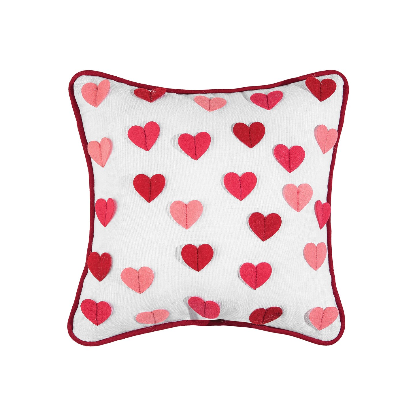 Heart Embroidered Mini Valentine's Day Accent Pillow 10" x 10"