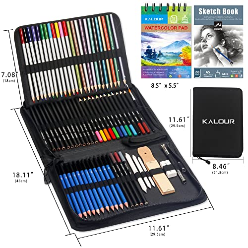 76 pieces Drawing Sketching Kit Set - Pro Art Supplies with Sketchbook & Watercolor Paper - Include Tutorial,Watercolor,Graphite,Colored,Metallic,Pastel,Charcoal Pencil - for Artists Beginners Adults