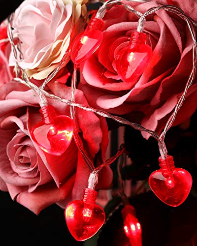 14.5ft 40 LED Valentines Day Decorations String Lights, Heart Shape Hanging Garland Valentines Day Decor for Indoor Outdoor Home Room Party Wedding
