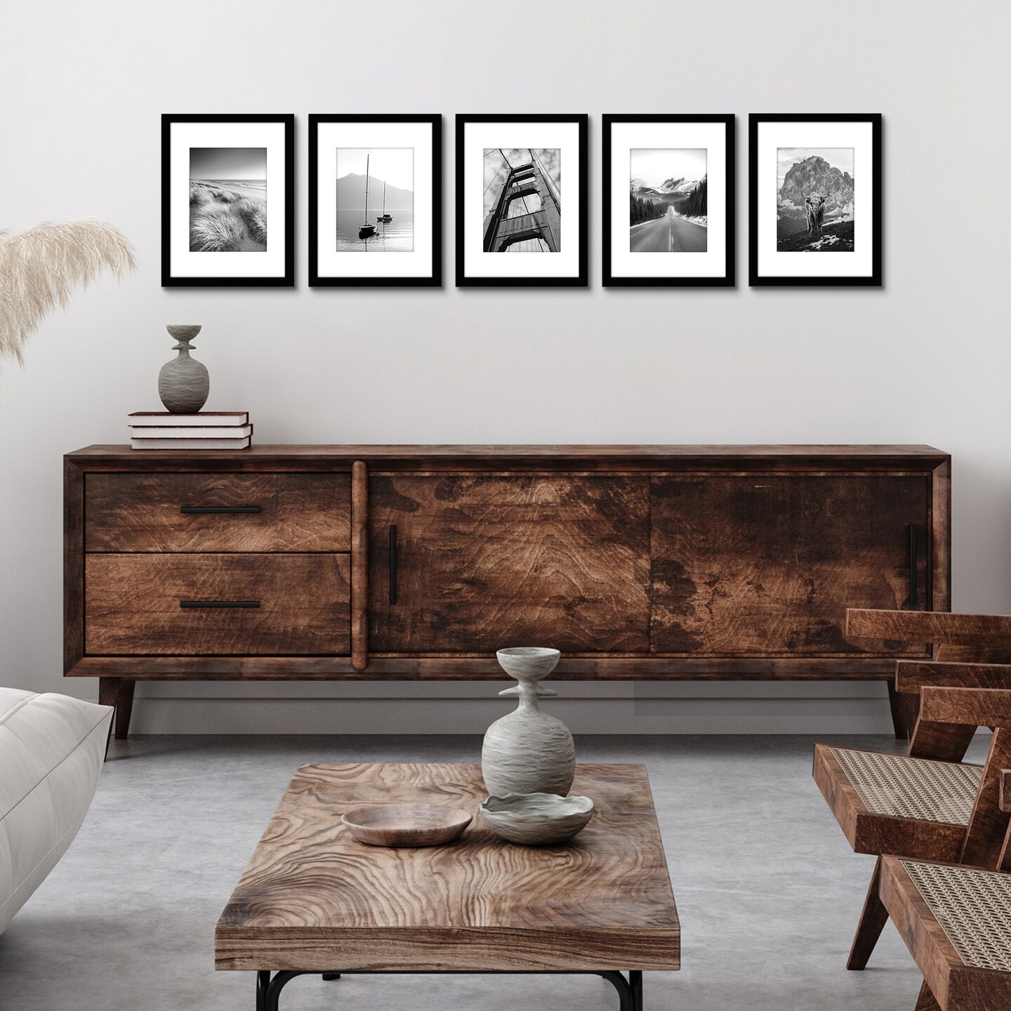 Americanflat Picture Frame Set with Mat - Set of 5 - Photo Frame Set of Five for Wall Display - Plexiglass Cover - Hanging Hardware