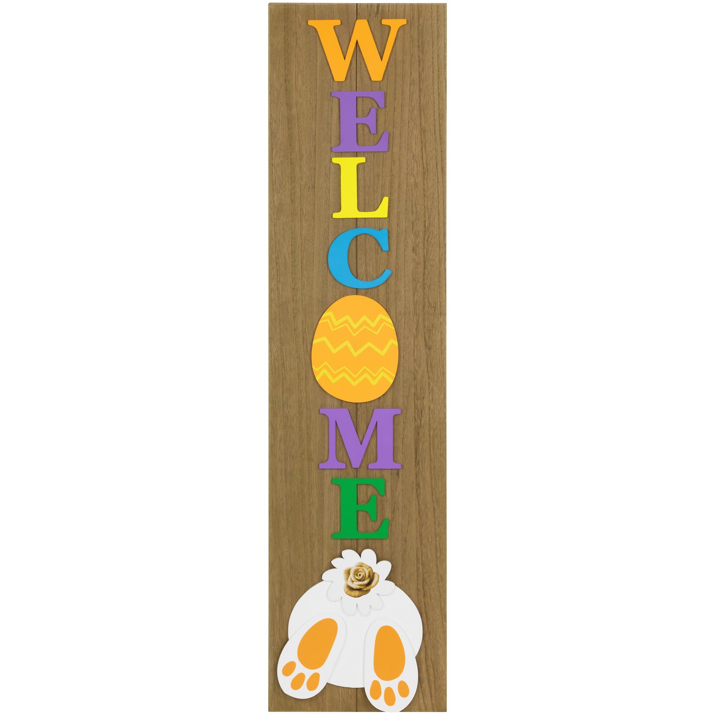 Northlight Welcome Easter Egg Wooden Porch Board Sign - 39.25&#x22;