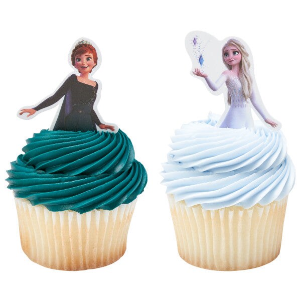 Frozen II Anna and Elsa Poly DecoPics&#xAE; Cupcake Decoration, 12ct