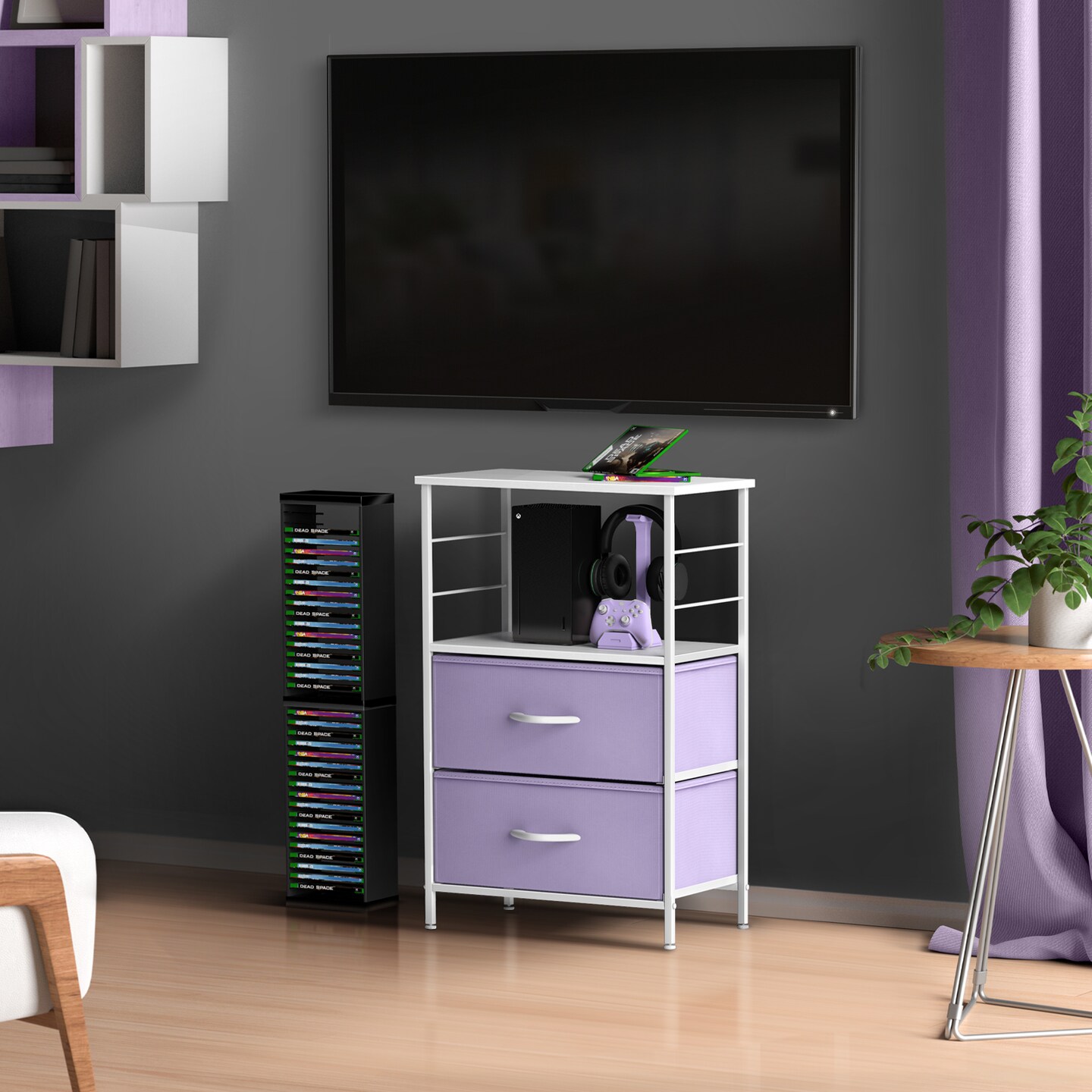 Sorbus Nightstand 2-Drawer Shelf Storage - Bedside Furniture &#x26; End Table Chest Dresser with Steel Frame, Wood Top &#x26; Easy Pull Fabric Bins for Home, Bedroom, Closets, Bathroom, Office &#x26; College Dorm