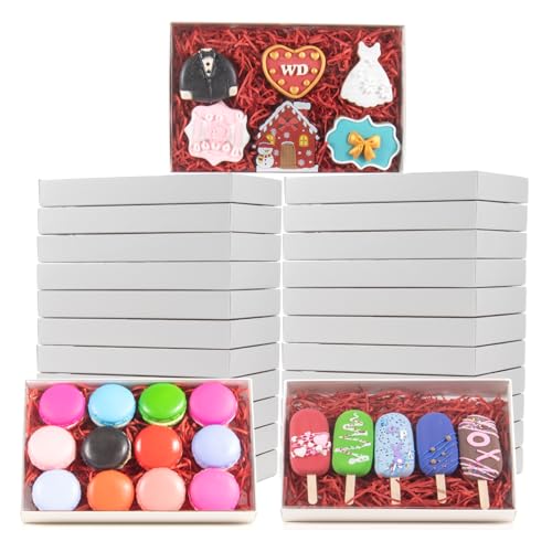 RomanticBaking Clear White Cookie Boxes with Full Window For Bakery Cakesicle Macaron Chocolate Bomb Ore, 24 Pack 9 1/2&#x22; x 6&#x22; x 1 1/4&#x22;