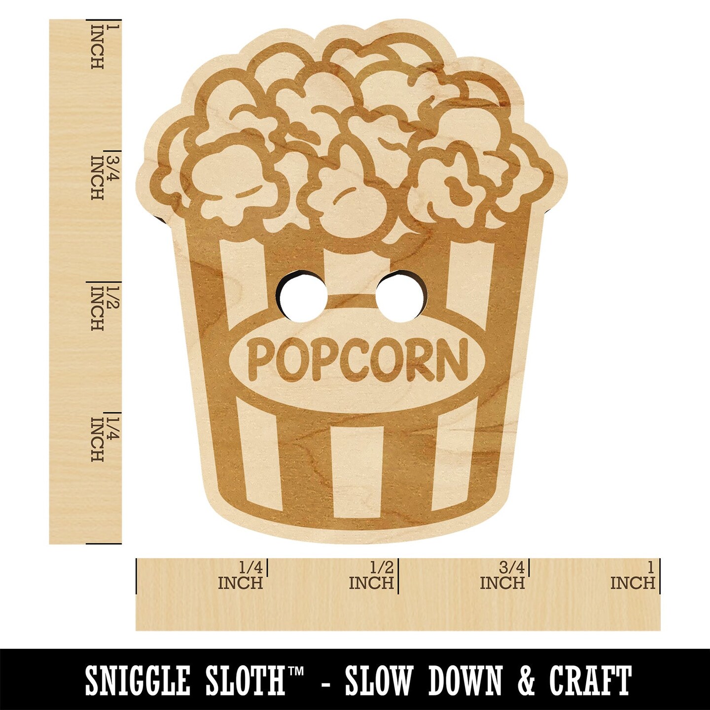 Big Bucket of Popcorn Movie Theater Wood Buttons for Sewing Knitting Crochet DIY Craft