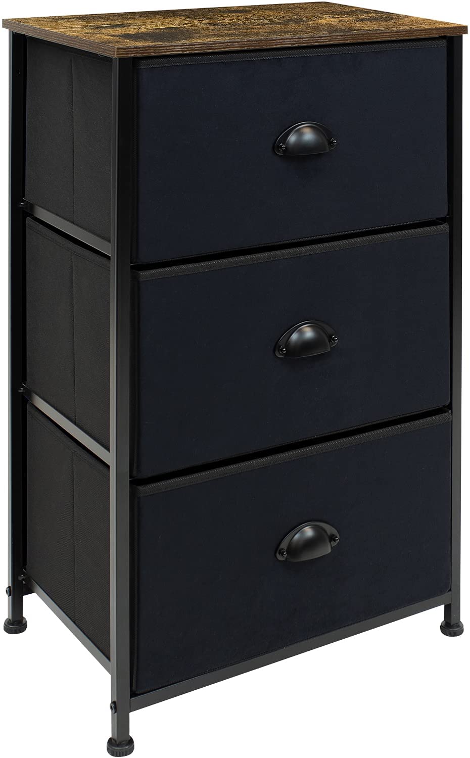 Sorbus Dresser with 3 Drawers - Bedside Furniture &#x26; Accent End Table Chest for Home, Bedroom Accessories, Office, College Dorm, Steel Frame, Wood Top, Fabric Drawers