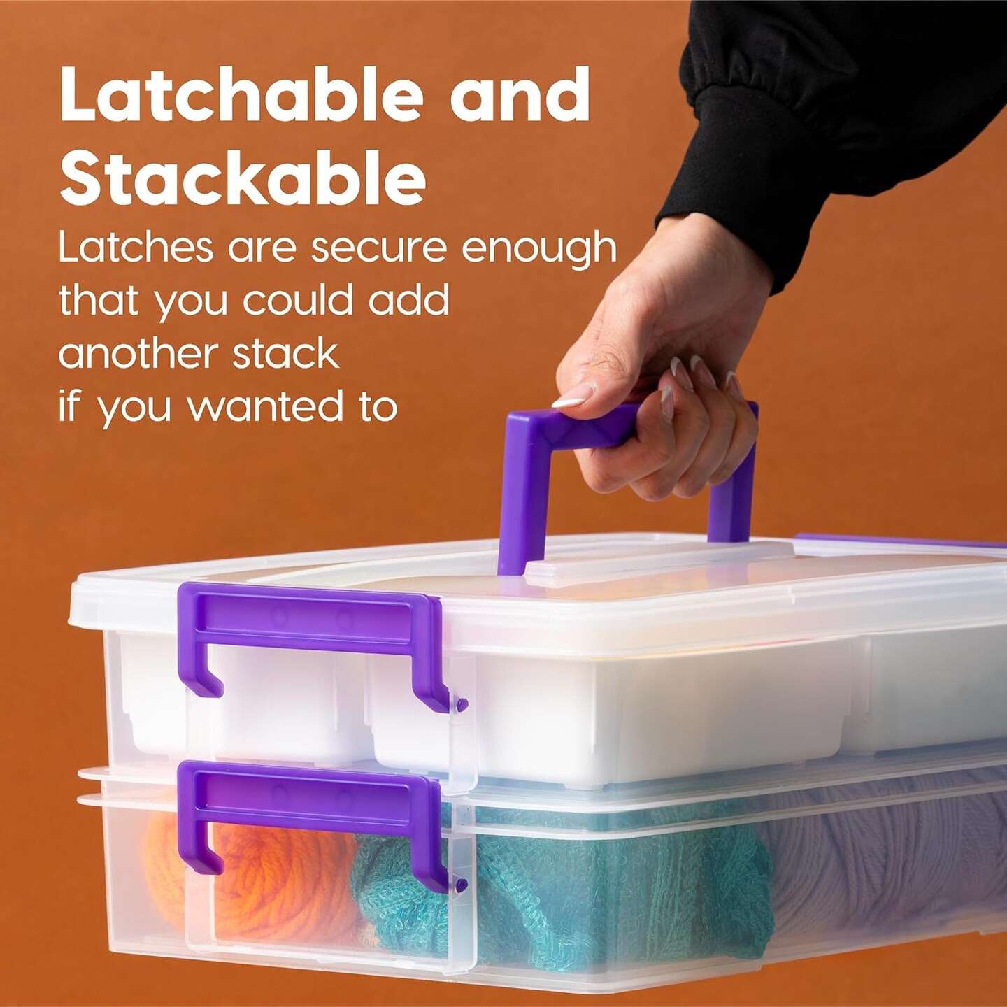 IRIS USA Modular Stackable Plastic Storage Container with Secure Buckle-up Lid