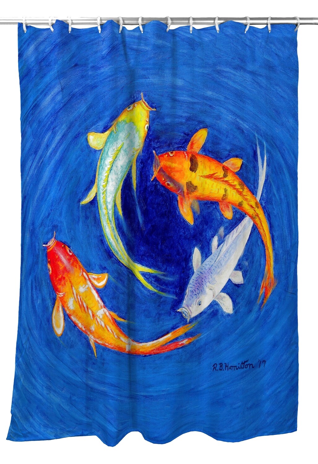 Betsy Drake Swirling Koi Shower Curtain