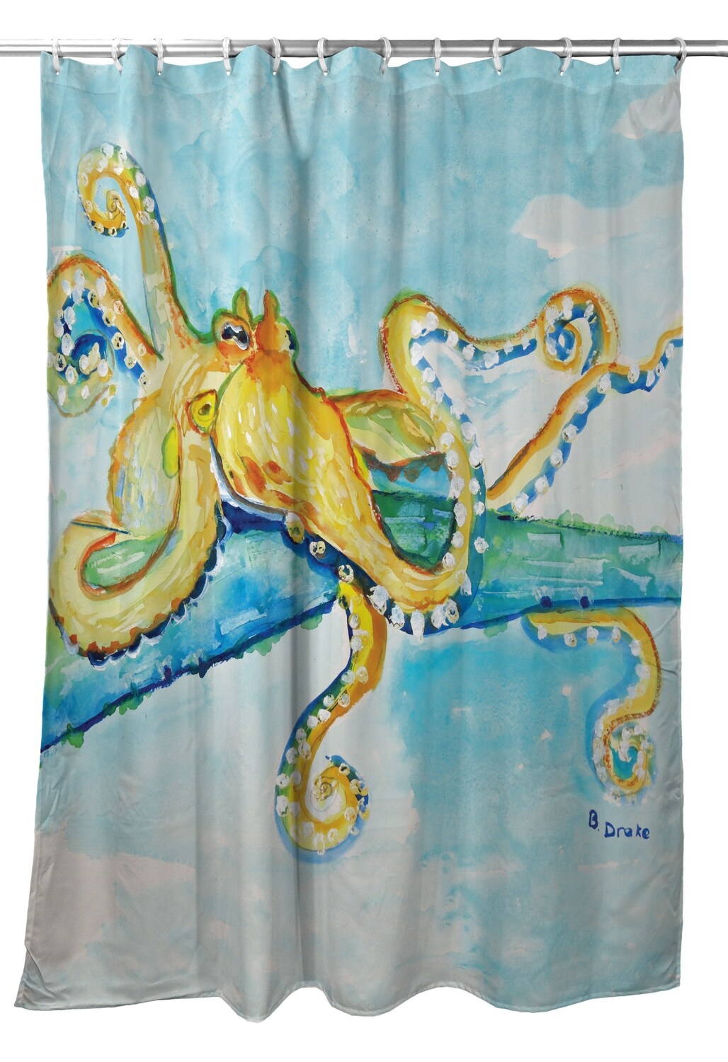 Betsy Drake Gold Octopus Shower Curtain