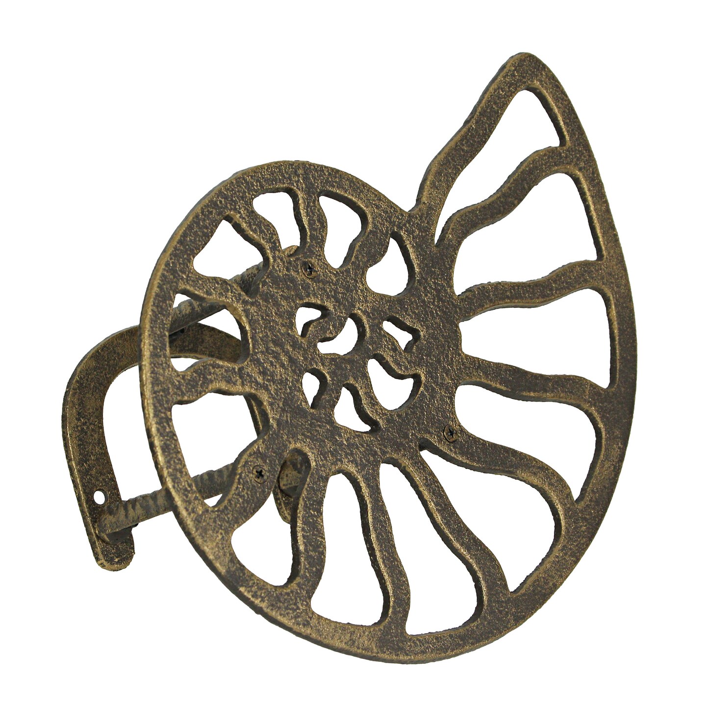 Bronze Cast Iron Nautilus Shell Garden Hose Holder Wall Mount Storage Hanger