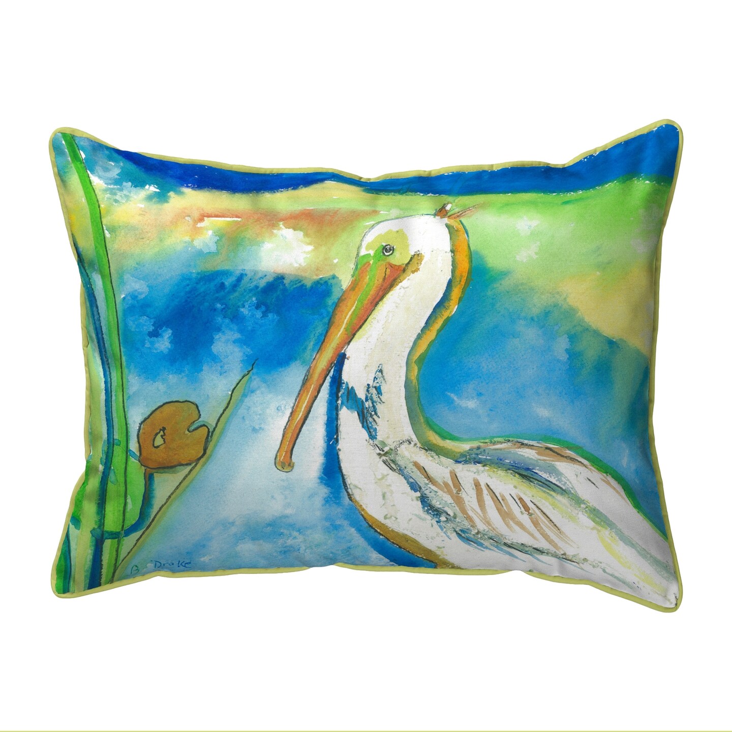Betsy Drake Colorful White Pelican Extra Large 20 X 24 Indoor / Outdoor Pillow