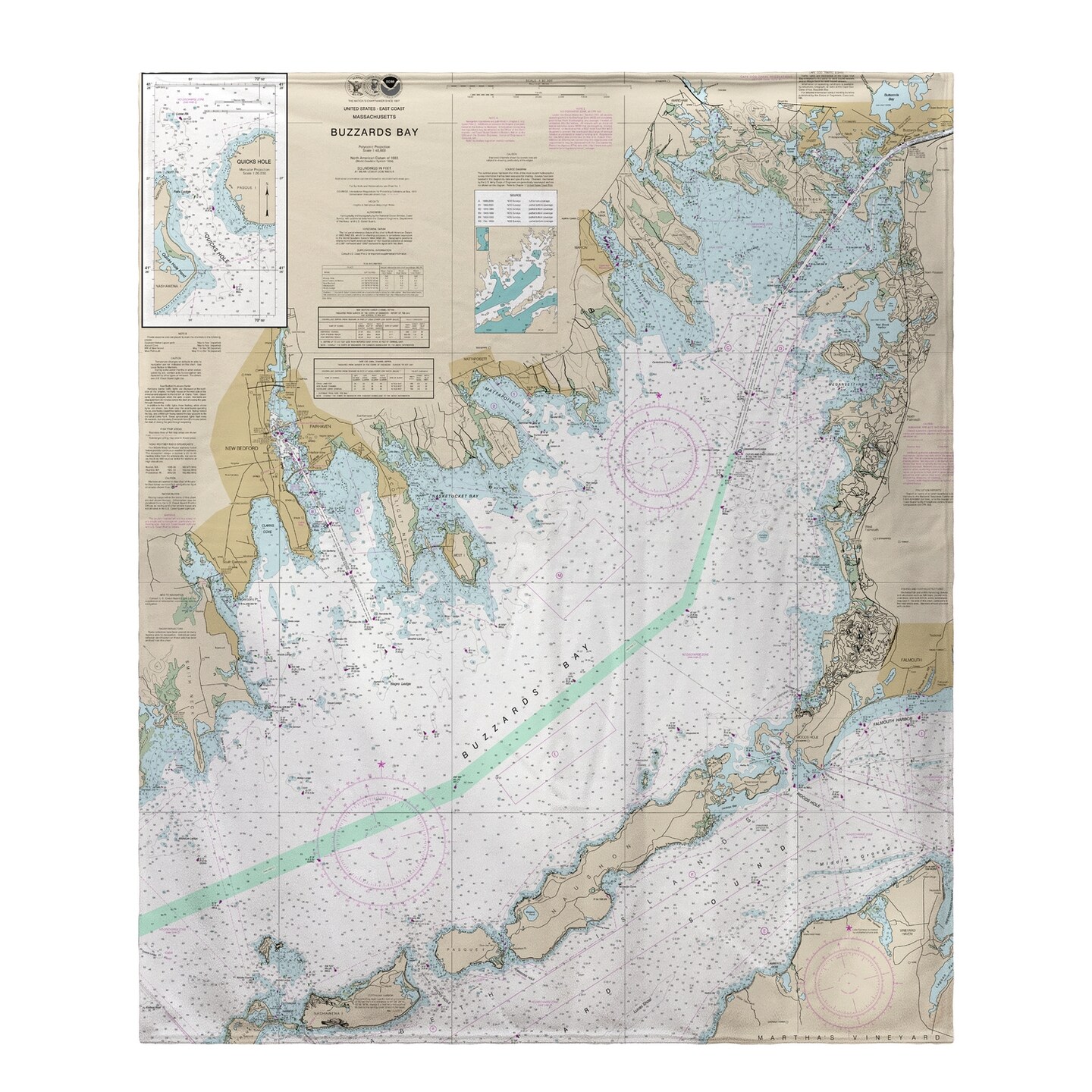 Betsy Drake Buzzards Bay, MA Nautical Map Fleece Throw | Michaels