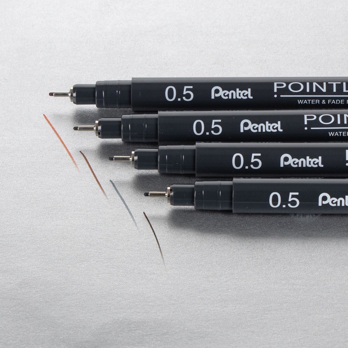 Pentel Arts Pointliner Pigment Ink Pens 5/Pkg-Black, Grey, Sanguine, And Sepia