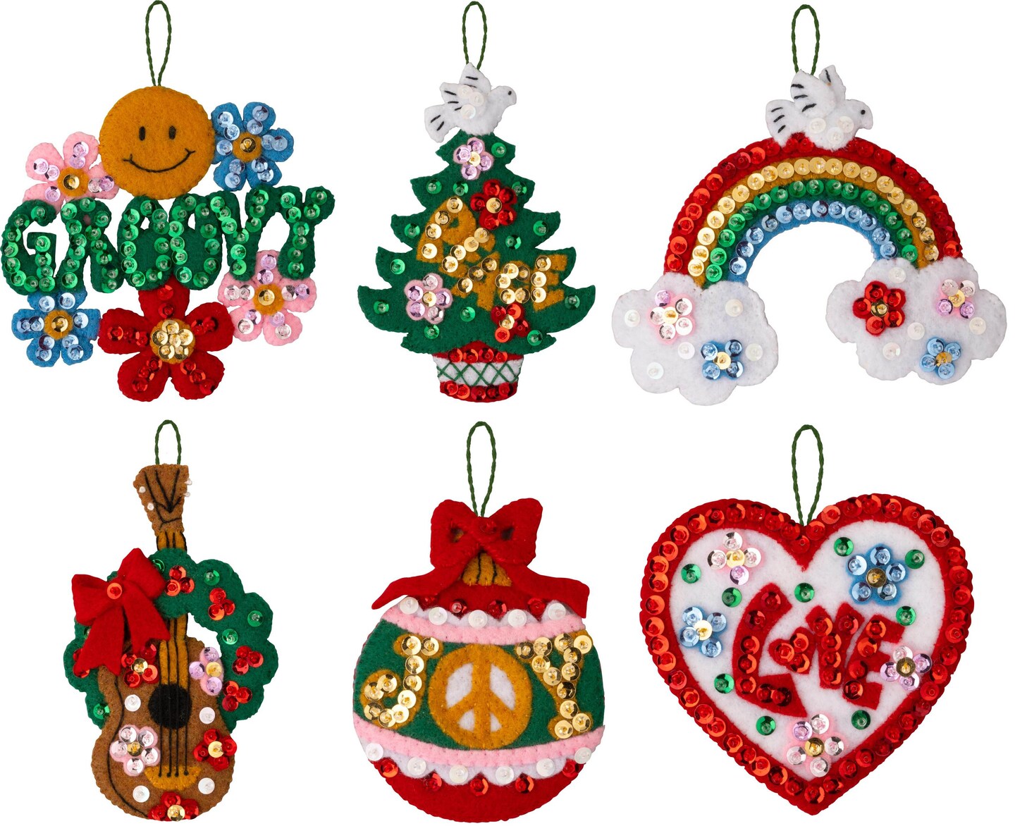 Bucilla Felt Ornaments Applique Kit Set Of 6-Peace And Love | Michaels