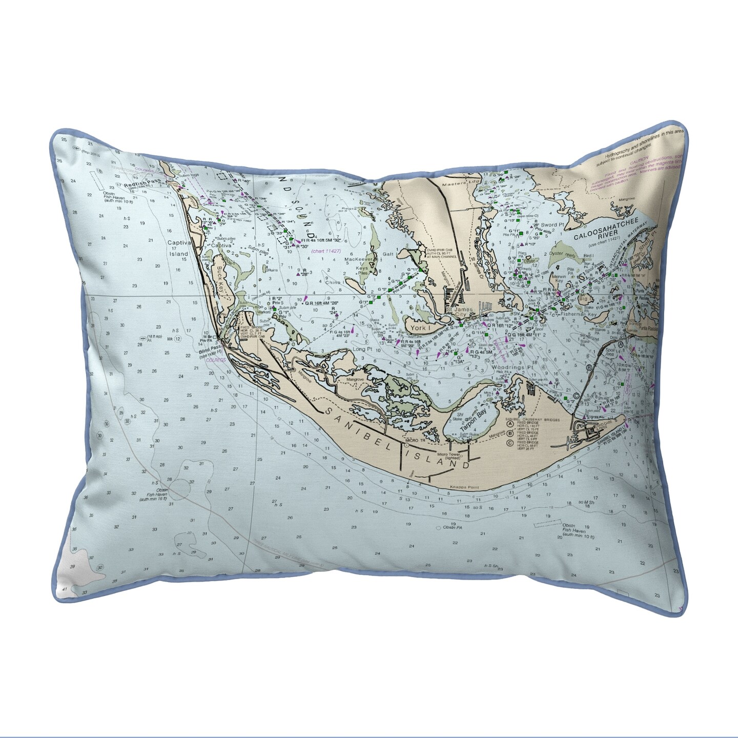 Sanibel Island Map Pillow 11x14 &#x2013; Small Corded Decor