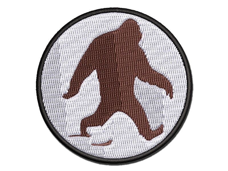 Bigfoot Sasquatch Walking with Footprint Trail Multi-Color Embroidered Iron-On or Hook &#x26; Loop Patch Applique