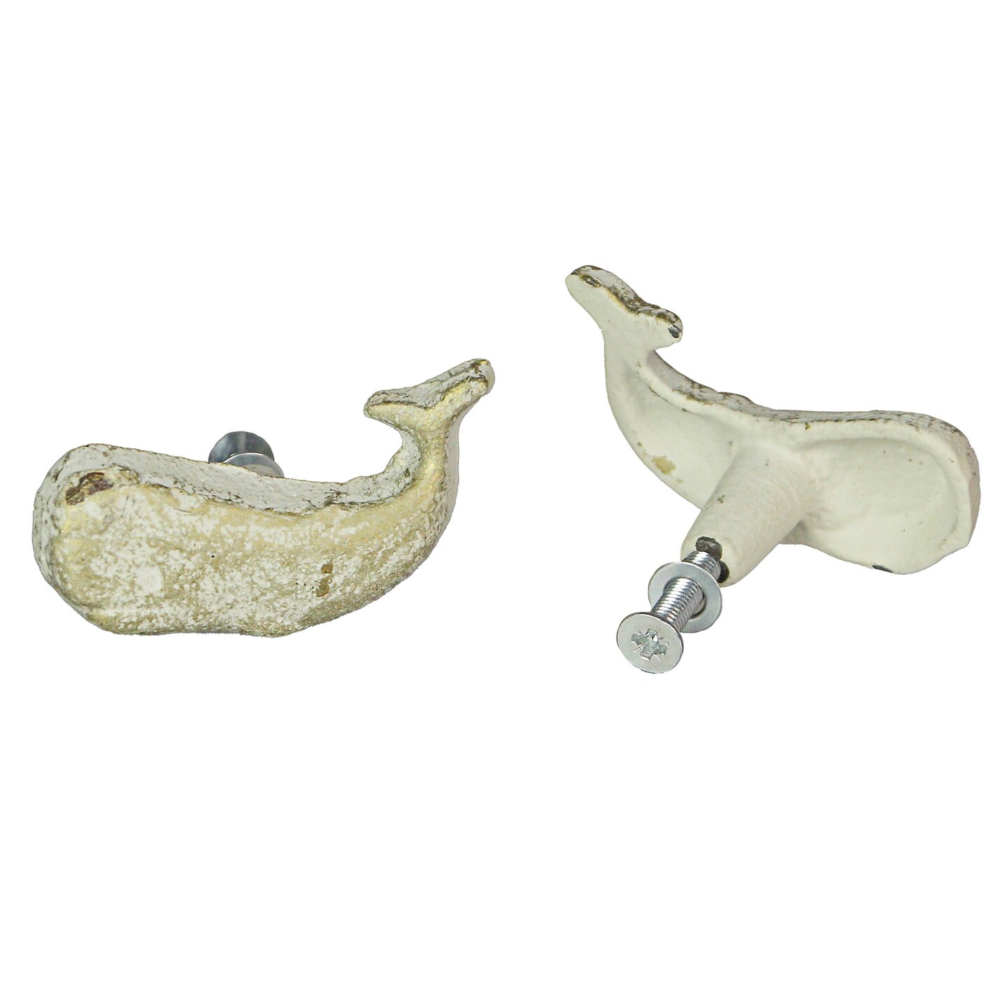 Rustic Cast Iron Whale Drawer Pull Decorative Cabinet Knob Nautical Set of 6