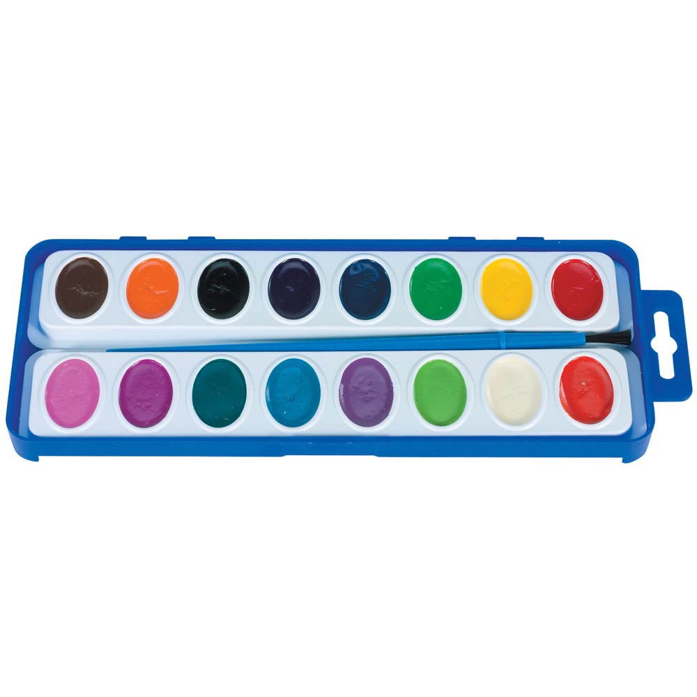 Kaplan Early Learning 16 Color Washable Watercolor Paint Trays - Set of 12