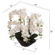 Set of 2 Elegant 18" White Orchid Flower Arrangements in Vase - Timeless Faux Floral Centerpieces for Home, Weddings & Events - Top Choice & Stylish Decor