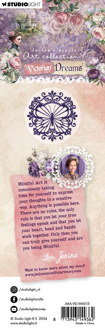 Studio Light Jenine's Mindful Art Wax Stamp With Handle-Nr. 15, Embellished Butterfly