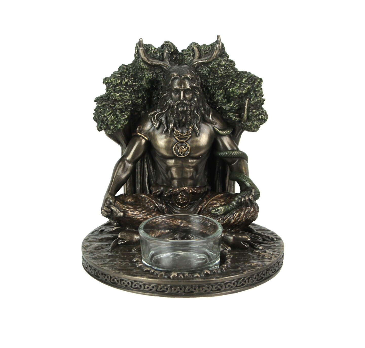 Celtic Horned God Cernunnos Bronze Finished Tealight Candle Holder