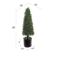 30&#x22; Boxwood Cone Topiary Tree in Black Pot by Floral Home&#xAE;