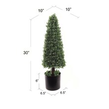 30&#x22; Boxwood Cone Topiary Tree in Black Pot - Realistic Faux Greenery, UV Resistant for Indoor &#x26; Outdoor Decor, Perfect for Home, Office &#x26; Garden Accents, Floral Home by Artificial Flowers