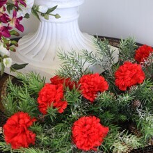 Artificial Carnation Picks, 100-Pack, 5&#x22; Long, 3.5&#x22; Wide, Red Silk Blooms, Decorative Floral Picks, Parties &#x26; Events, Home &#x26; Office Decor, Floral Home by Artificial Flowers